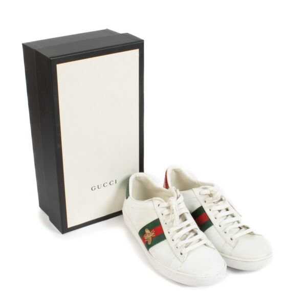 Gucci White Ace Embroidered Sneakers - Size 38