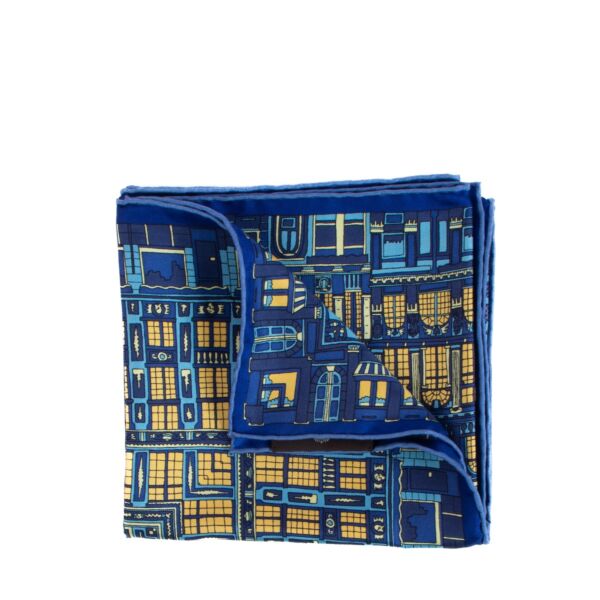 Delvaux The Grand Place Midnight Silk Twill Scarf 70