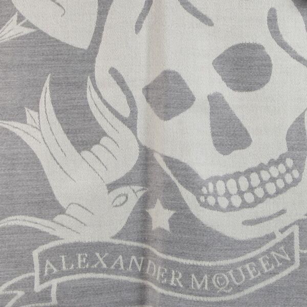 Alexander McQueen Grey Skull Wool Stole Scarf