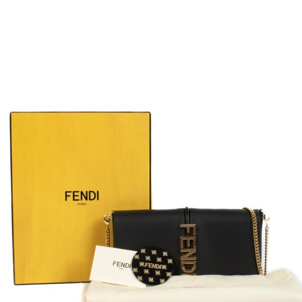 Fendi Black Leather Fendigraphy Wallet On Chain Bag