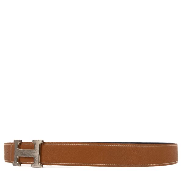 Hermes Gold/Blue Reversible H Belt - Size 85