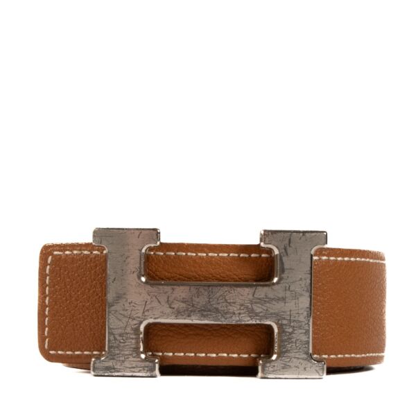 Shop 100% authentic second-hand Hermes Brown/Blue Reversible H Belt - Size 85 on Labellov.com