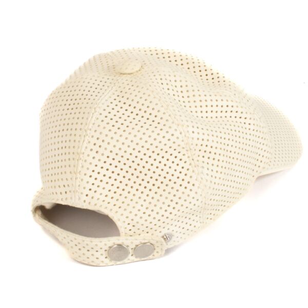 Hermès White Perforated Leather Cap - Size 56