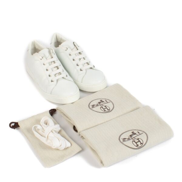 Hermès White Leather Avantage Sneakers - size 38