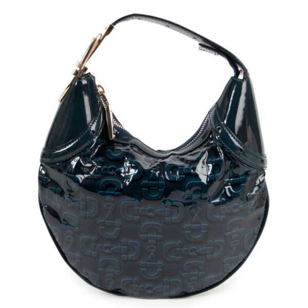 Gucci Mini Petrol Blue Vinyl Logo Horsebit Bag
