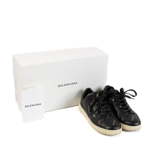 Balenciaga Black Logo Printed Sneakers - Size 36