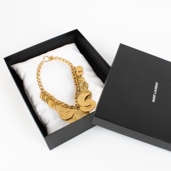 Saint Laurent Vintage Gold Charm Necklace 