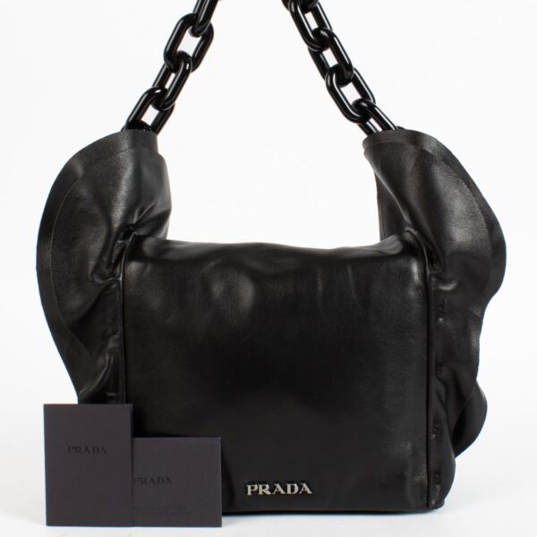 Prada Black Ruffle Plexi Chain Bag 
