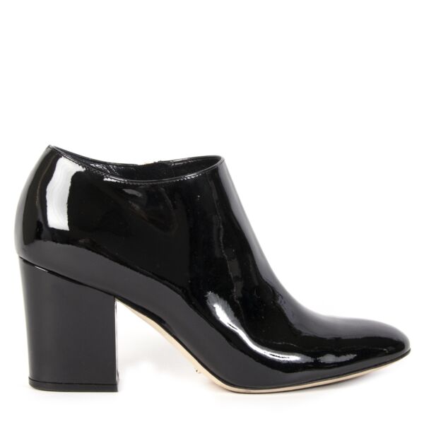 Authentic second-hand vintage Sergio Rossi Black Patent Leather Booties buy online webshop LabelLOV