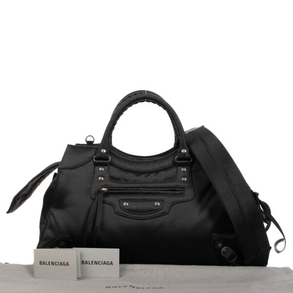 Balenciaga Black Nylon Neo Classic Medium Shoulder Bag