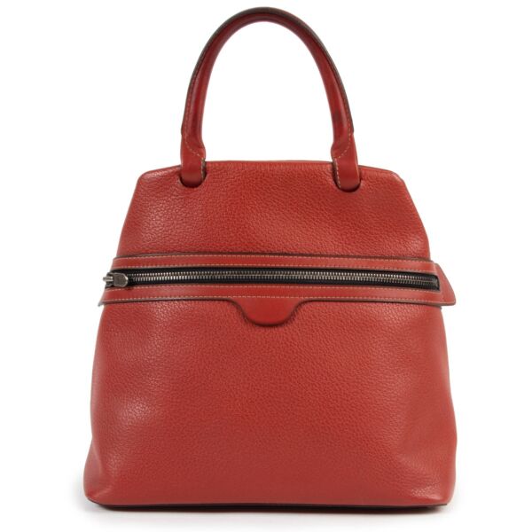 Shop safe online authentic Delvaux Red Top Handle Bag at the right price.