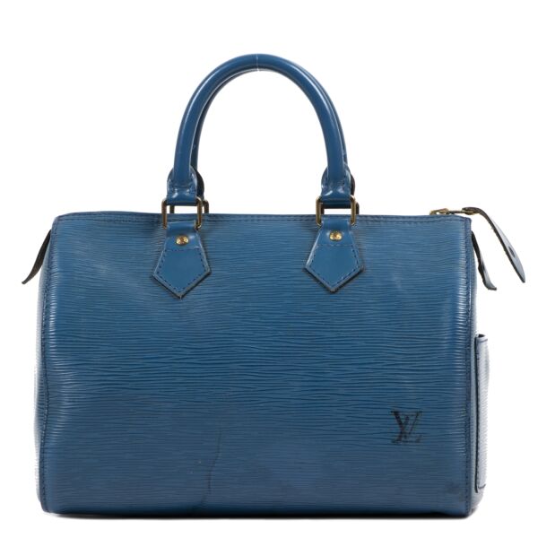 Authentic secondhand Louis Vuitton Blue Epi Speedy 25 Bag luxury vintage webshop fashion safe secure online shopping