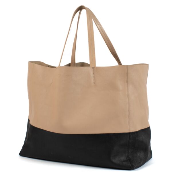 Celine Black and Nude Horizontal Bi-Cabas Bag