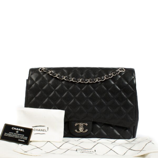 Chanel Black Caviar Leather Maxi Classic Flap Bag