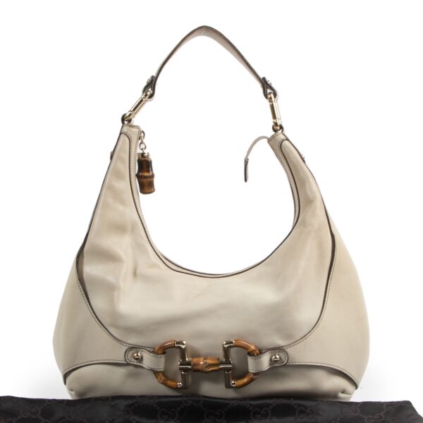 Gucci White Leather Amalfi Hobo Bag 