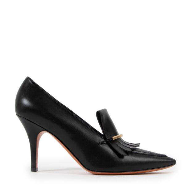 Celine Black Leather Fringe Pumps