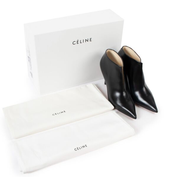 Celine Black Leather V Neck Ankle Boot 90 mm - Size 38