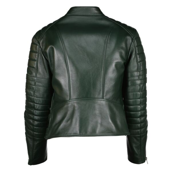 Celine Green Leather Biker Jacket - Size 40