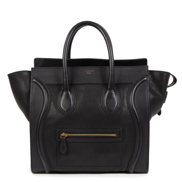 Céline Black Calfskin Mini Luggage Handbag for the best price available online at Labellov seconhand luxury