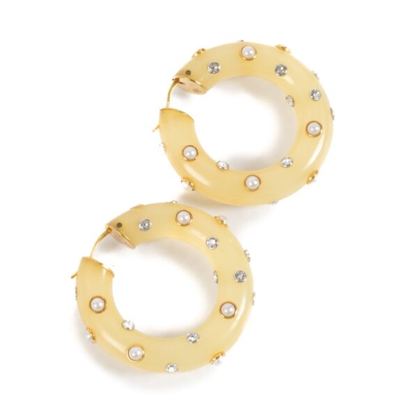 Celine Crystal/Pearl Hoop Earrings