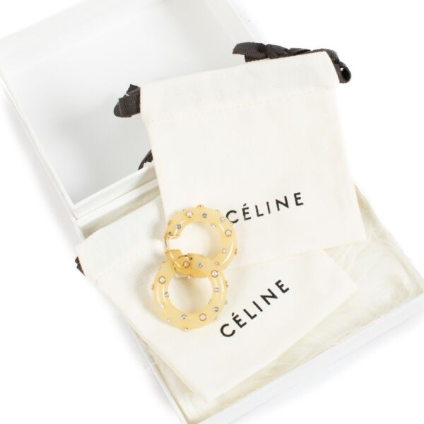 Celine Crystal/Pearl Hoop Earrings