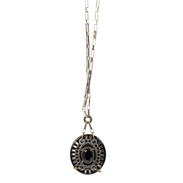 Lanvin Sautoir Pendentif Metal Circle Pendant Necklace 