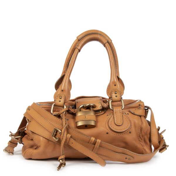 Authentieke Tweedehands Chloé Paddington Aged Cognac Leather Medium Bag juiste prijs veilig online shoppen luxe merken webshop winkelen Antwerpen België mode fashion