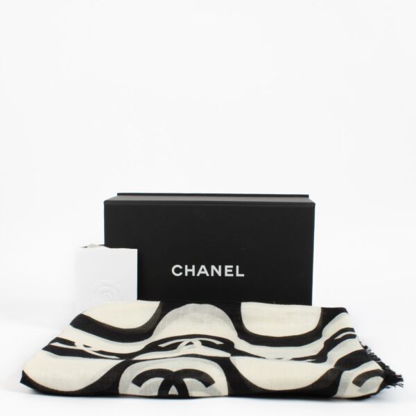 Chanel White Cashmere/Silk Scarf