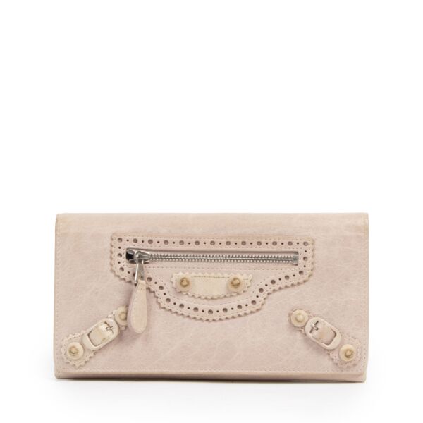 Authentic second-hand vintage Balenciaga Pink Leather Continental Zip Around Wallet buy online webshop LabelLOV