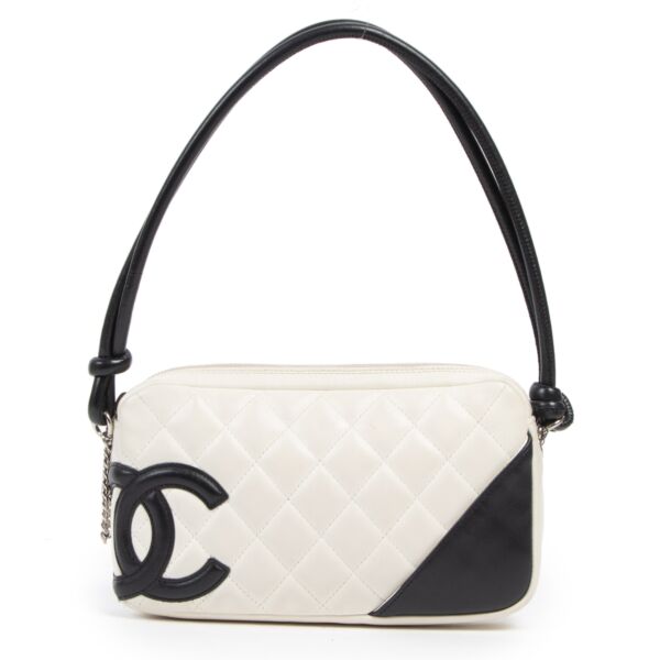 Authentic second-hand vintage Chanel White Cambon Pochette buy online webshop LabelLOV