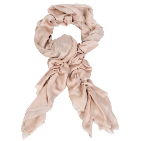 Ralph Lauren Soft Beige/ Pink Silk Ruffle Scarf