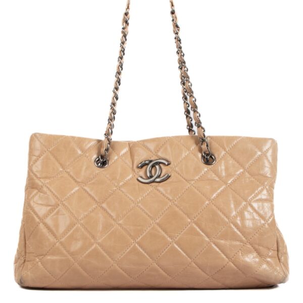 Chanel Beige Glazed Calfskin Tote Bag