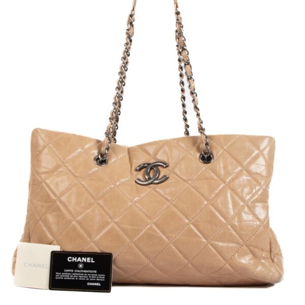 Chanel Beige Glazed Calfskin Tote Bag