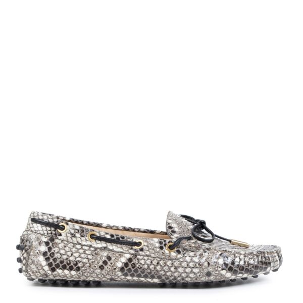 Authentic second-hand vintage Tod's Python Gommino Loafers Size 38 buy online webshop LabelLOV