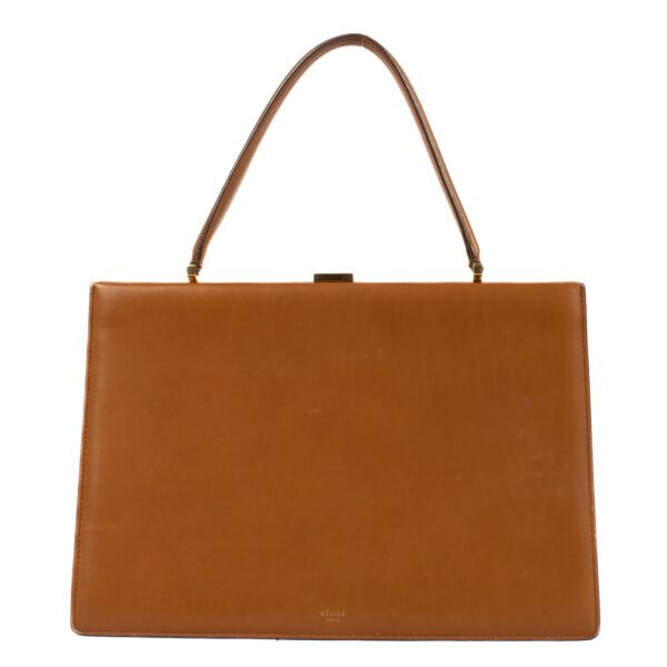 Celine Natural Calfskin Medium Clasp Top Handle Bag