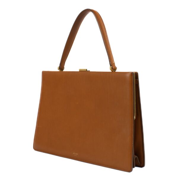 Celine Natural Calfskin Medium Clasp Top Handle Bag