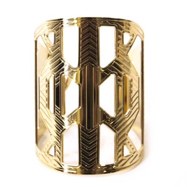 Authentic second-hand vintage Elie Saab Gold Cutout Bangle buy online webshop LabelLOV