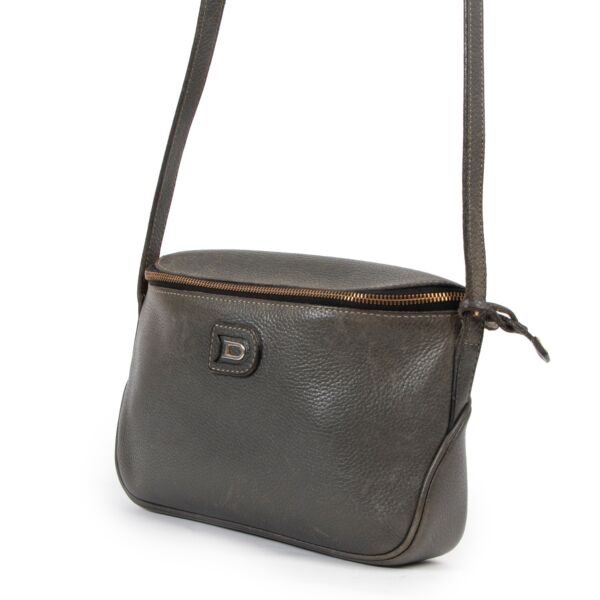 Delveaux Grey Grained Leather Macao Crossbody Bag