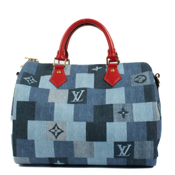 Shop 100% authentic Louis Vuitton Blue Denim Speedy 30 at Labellov.com.