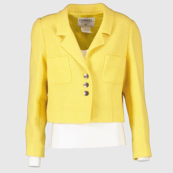 Authentic preloved Chanel 97C Yellow Tweed Jacket on labellov.com
