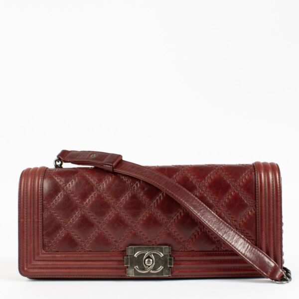 Shop 100% authentic second hand Chanel Burgundy Boy Chanel East West Bag on Labellov.com