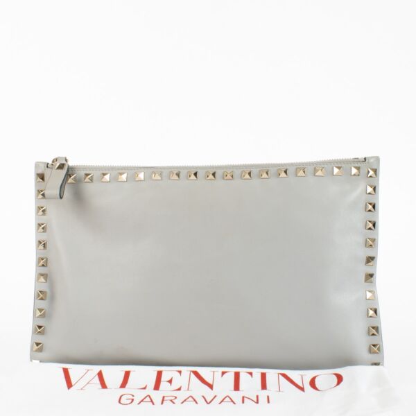 Valentino Garavani Grey Rockstud Clutch