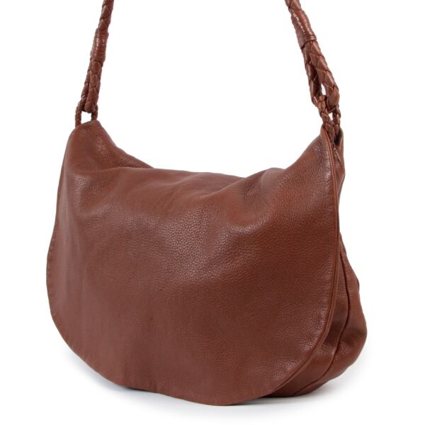 Bottega Veneta Maroon Leather Braided Strap Shoulder Bag