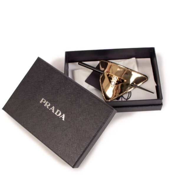Prada Brushed Leather Hair Clasp with Stick