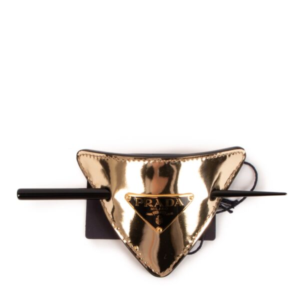 Prada Brushed Leather Hair Clasp with Stick