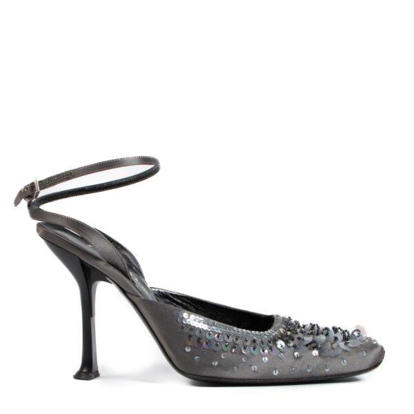 shop 100% authentic second hand Prada Grey Satin Embellished Pumps - Size 41 on Labellov.com
