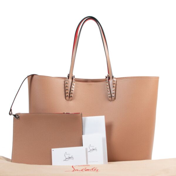 Christian Louboutin Cabata Spiked Beige Shopper Tote