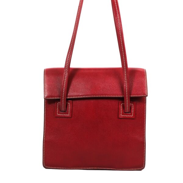 Delvaux Santal MM Red Leather Shoulder Bag