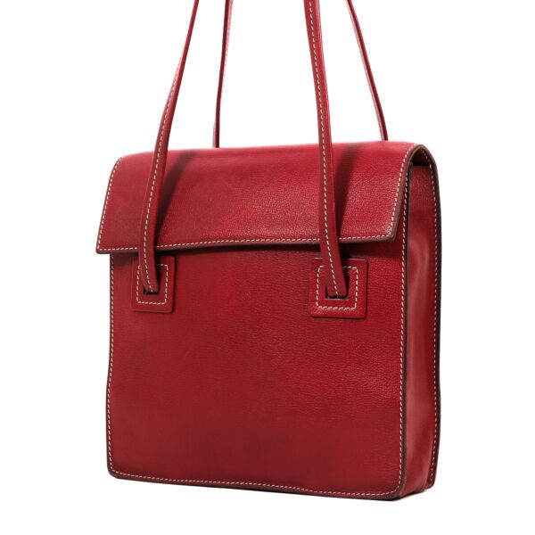 Delvaux Santal MM Red Leather Shoulder Bag
