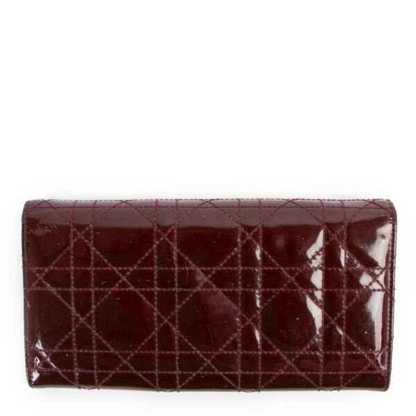 Christian Dior Burgundy Cannage Patent Leather Wallet